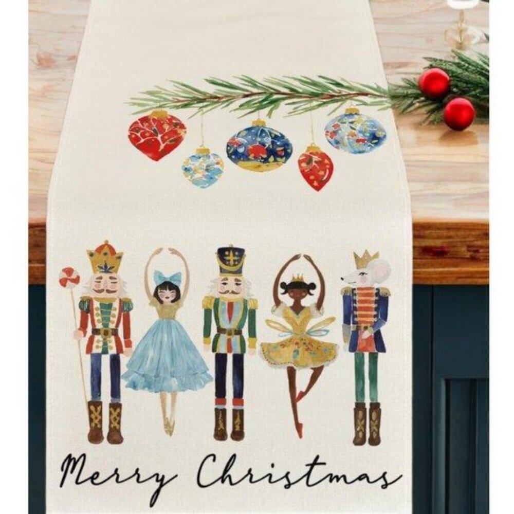 Christmas Table Runner Nutcracker Decor Holiday Xmas Decoration Long Cloth 13x90
